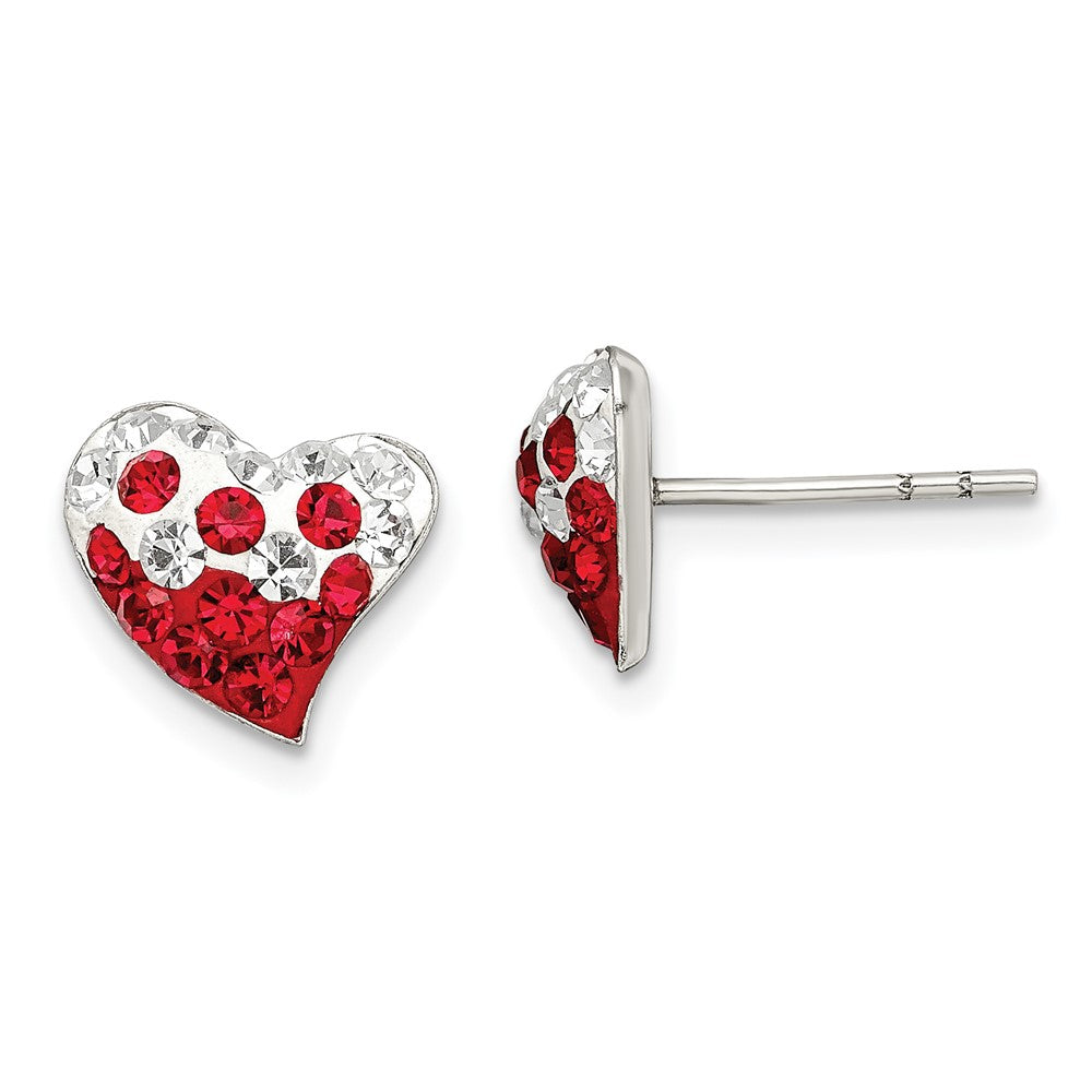 Polished;Post;Sterling silver;Red;White;Preciosa crystal