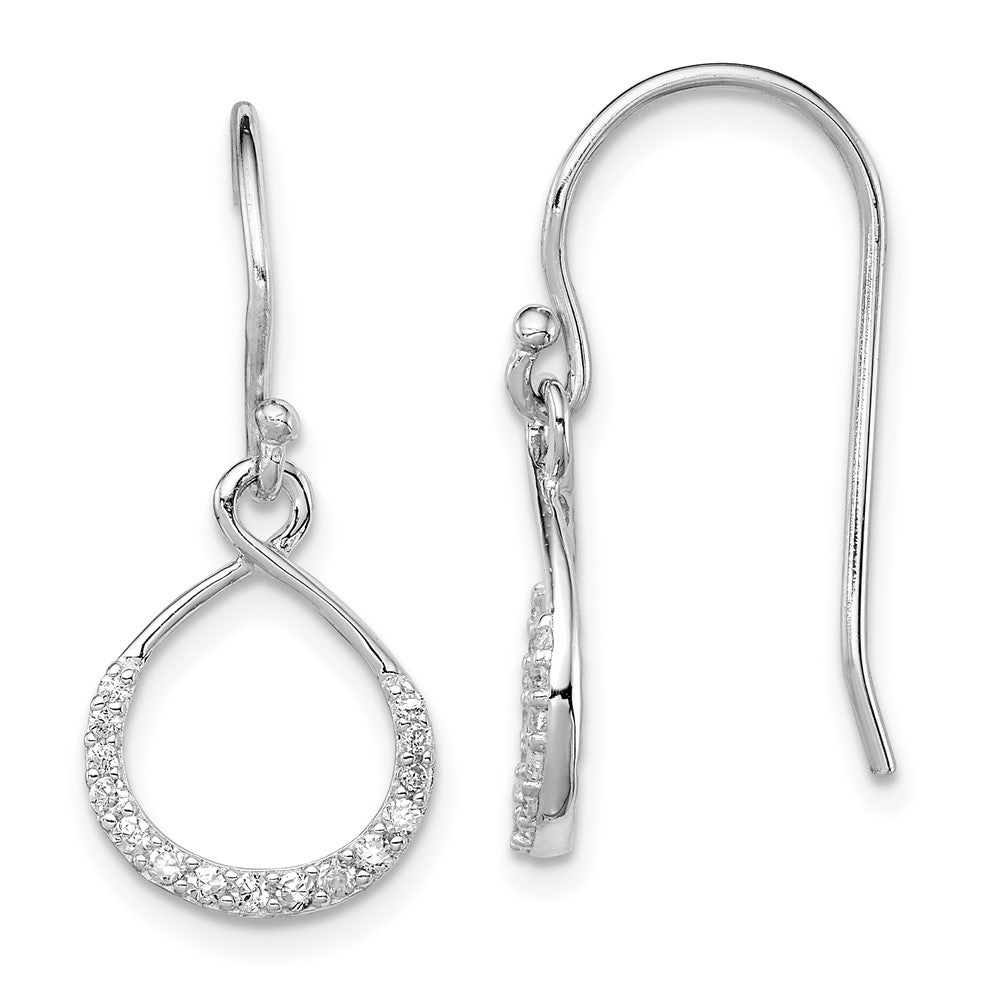 Polished;Sterling silver;CZ;Shepherd hook;Dangle