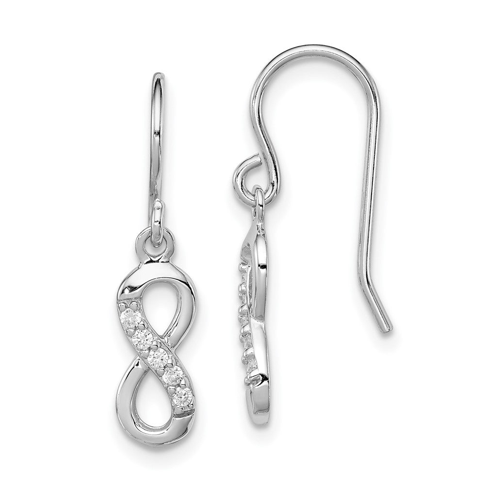 Polished;Sterling silver;CZ;Shepherd hook;Dangle