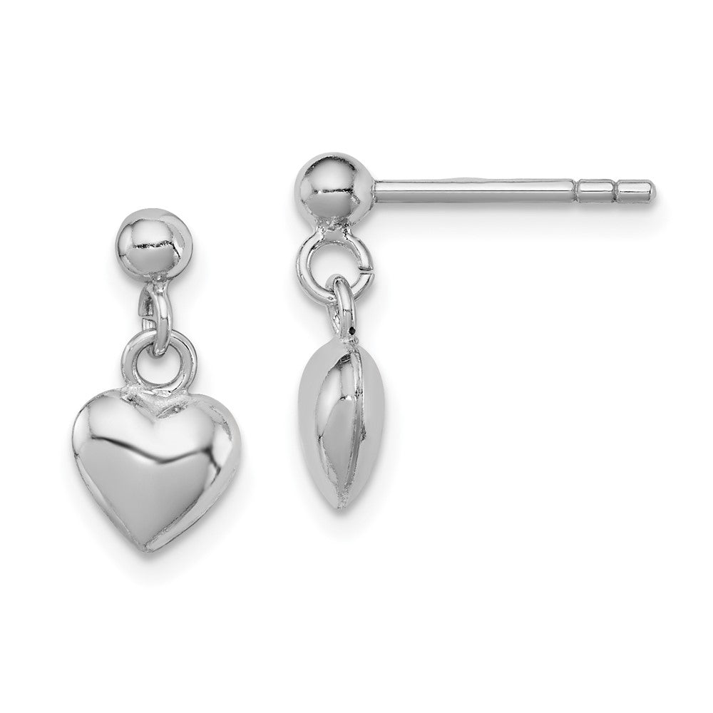Polished;3-D;Post;Sterling silver;Dangle