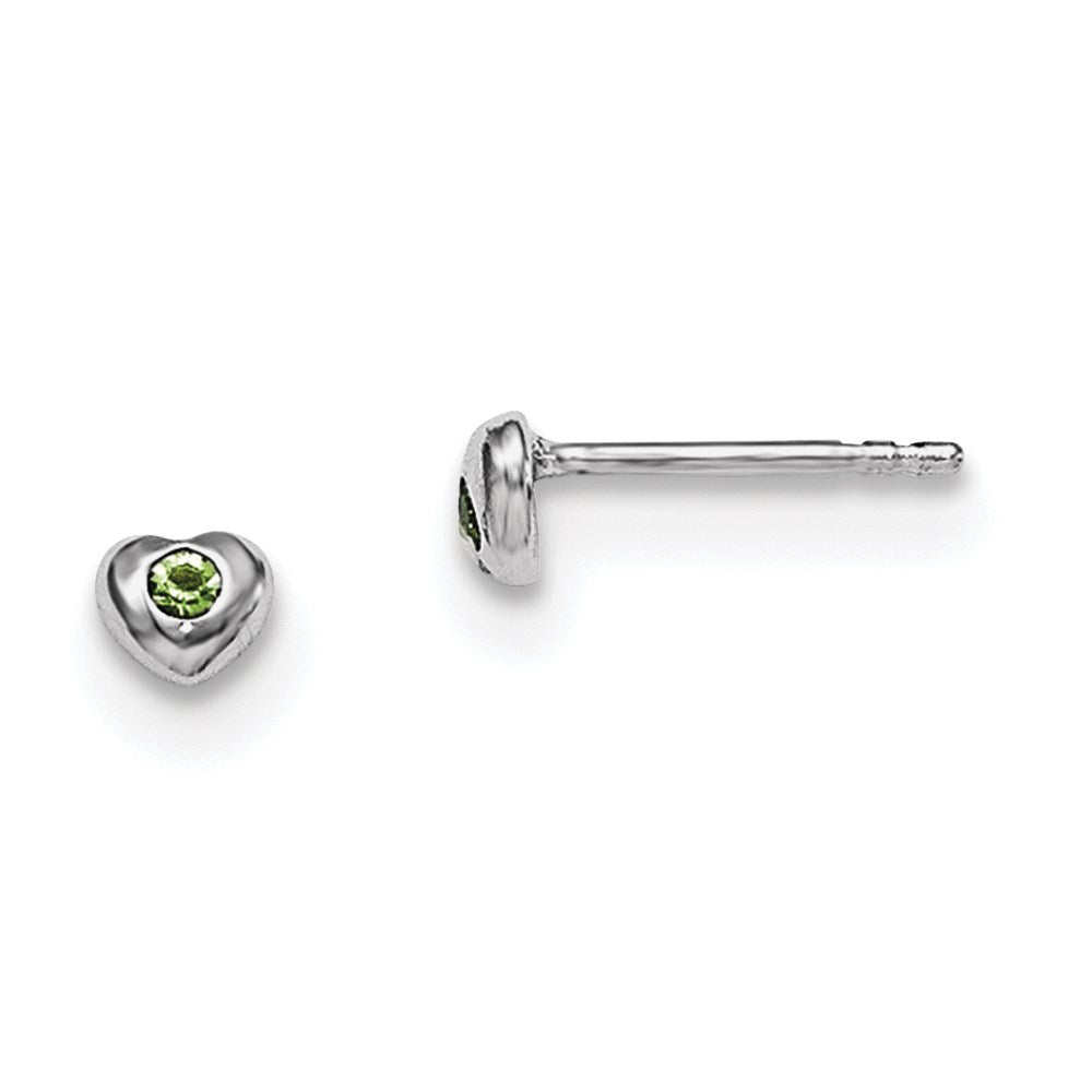 Polished;Post;Sterling silver;Rhodium-plated;Heart;Preciosa crystal