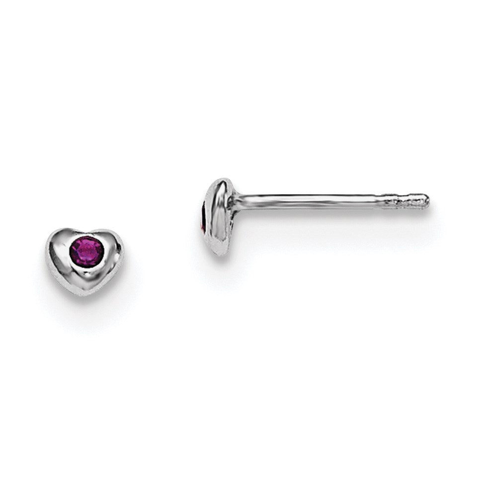 Polished;Post;Sterling silver;Rhodium-plated;Heart;Preciosa crystal