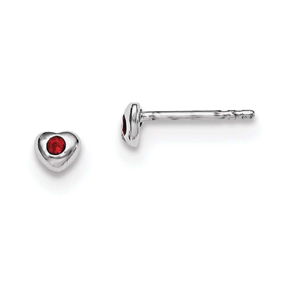 Polished;Post;Sterling silver;Rhodium-plated;Heart;Preciosa crystal