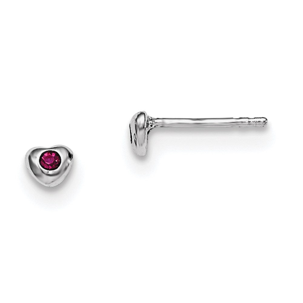 Polished;Post;Sterling silver;Rhodium-plated;Heart;Preciosa crystal
