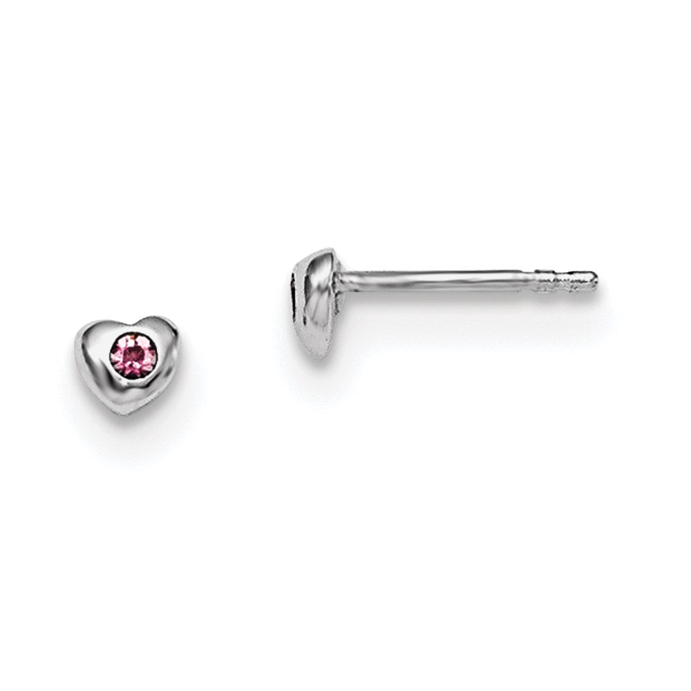 Polished;Post;Sterling silver;Rhodium-plated;Heart;Preciosa crystal