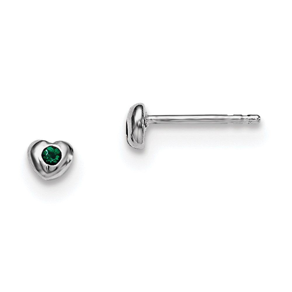 Polished;Post;Sterling silver;Rhodium-plated;Heart;Preciosa crystal