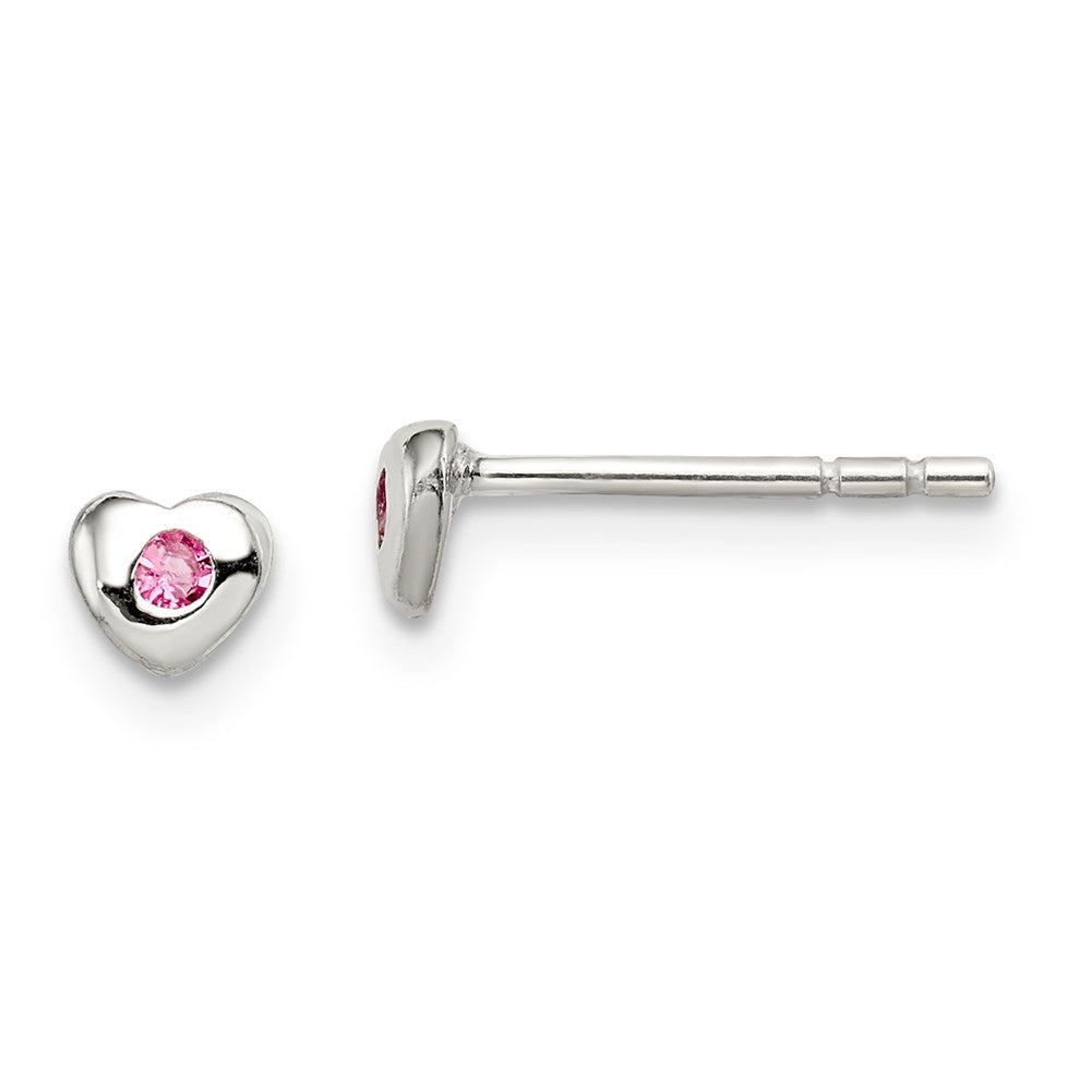 Polished;Post;Sterling silver;Rhodium-plated;Heart;Preciosa crystal