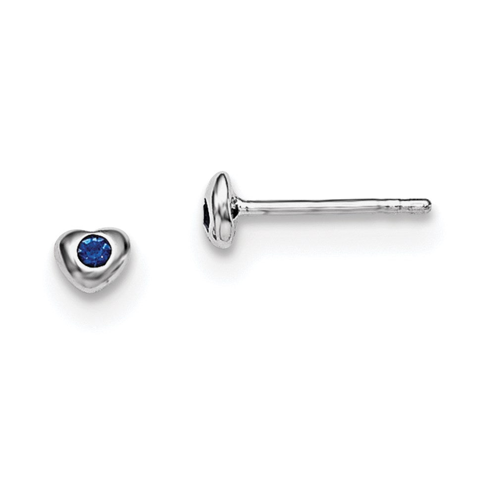 Polished;Post;Sterling silver;Rhodium-plated;Heart;Preciosa crystal