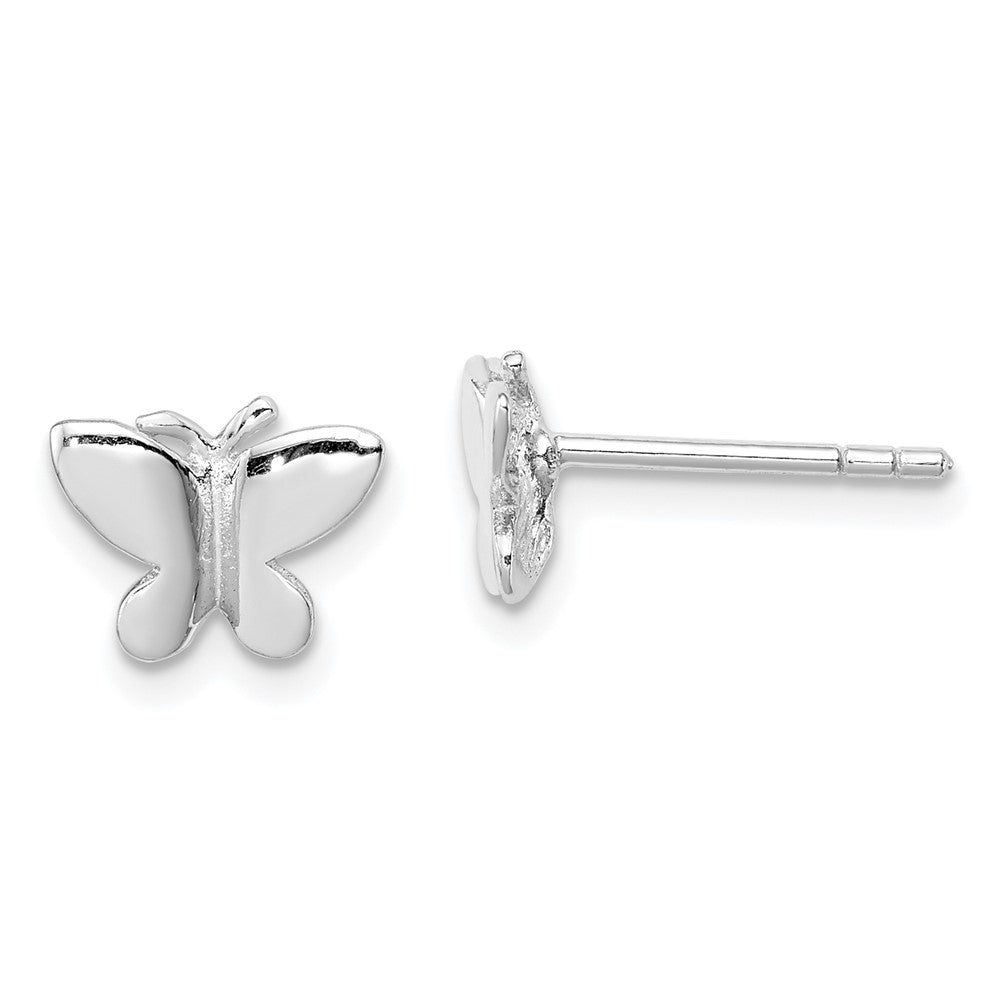 Polished;Post;Sterling silver;Rhodium-plated