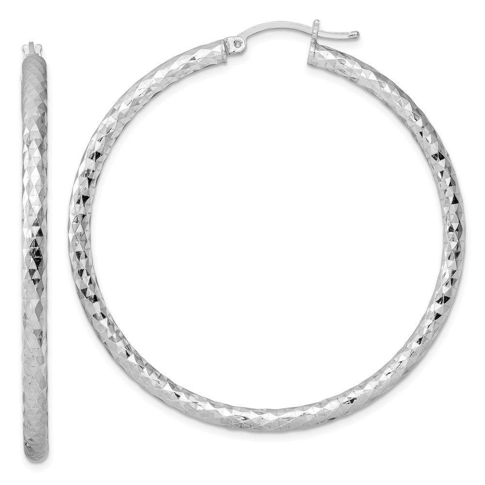 Polished;Hollow;Sterling silver;Textured;Hinged hoop