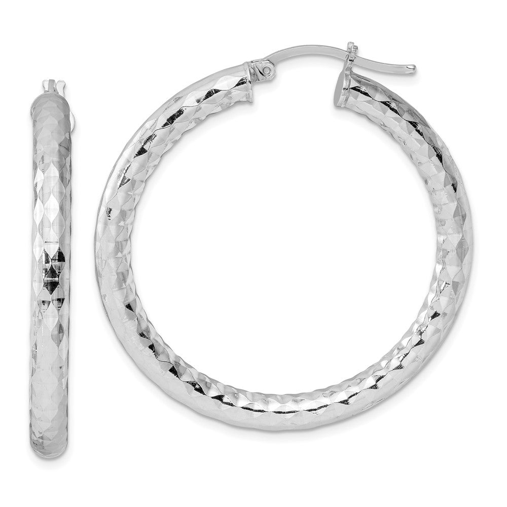 Polished;Hollow;Sterling silver;Textured;Hinged hoop