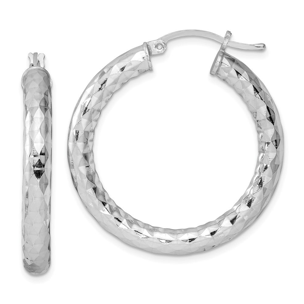 Polished;Hollow;Sterling silver;Textured;Hinged hoop