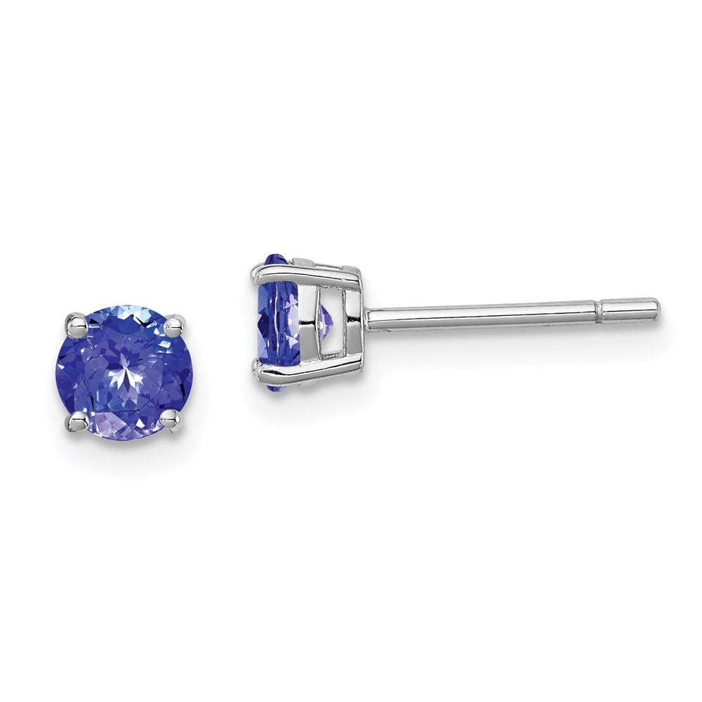 Polished;Post;Sterling silver;Tanzanite;Rhodium-plated