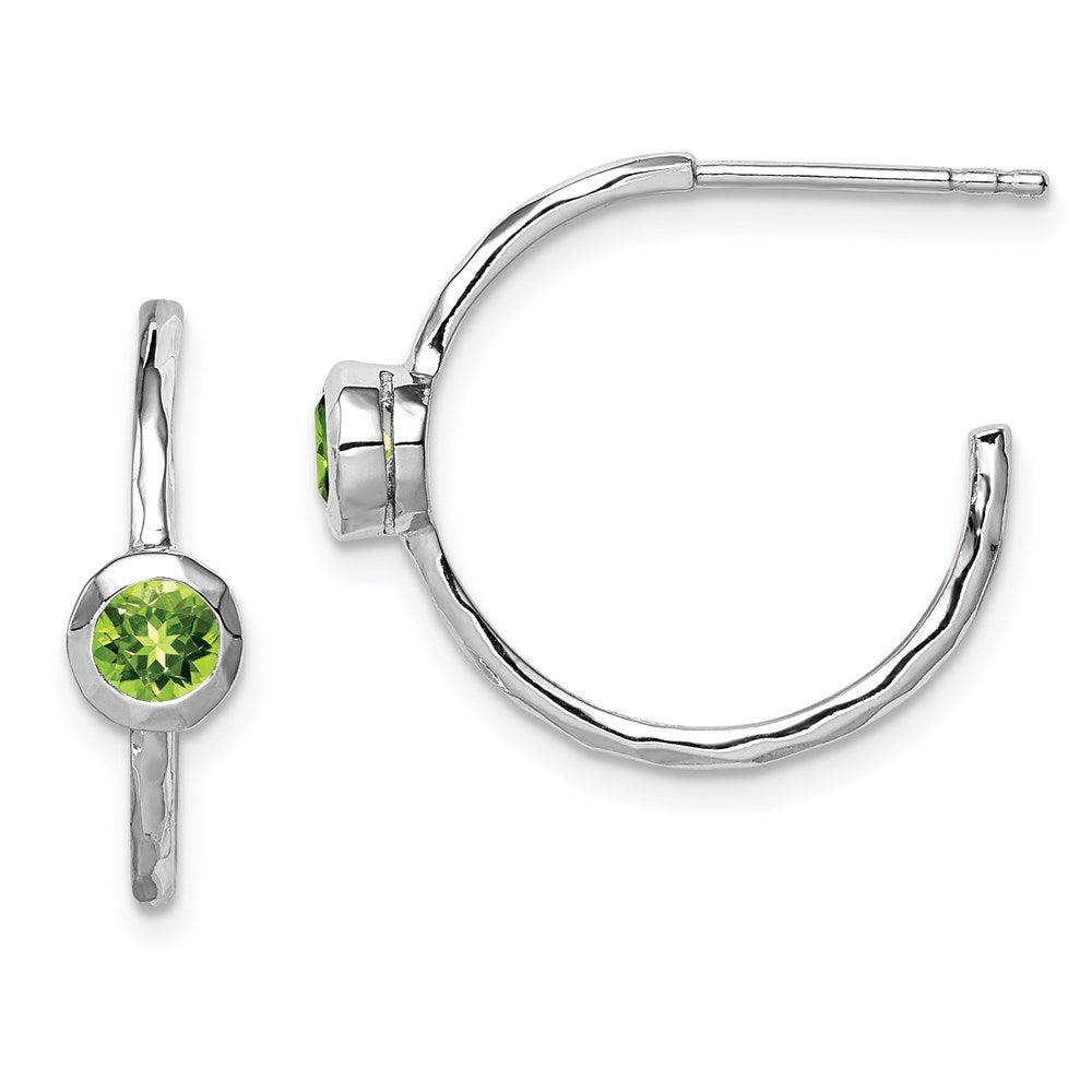 Polished;Post;Sterling silver;Peridot;Rhodium-plated