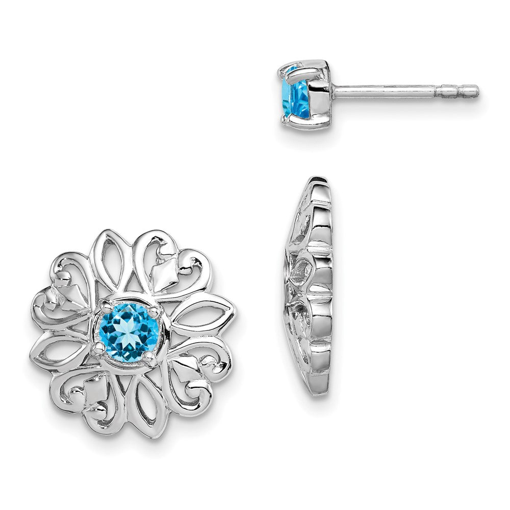 Polished;Sterling silver;Blue topaz