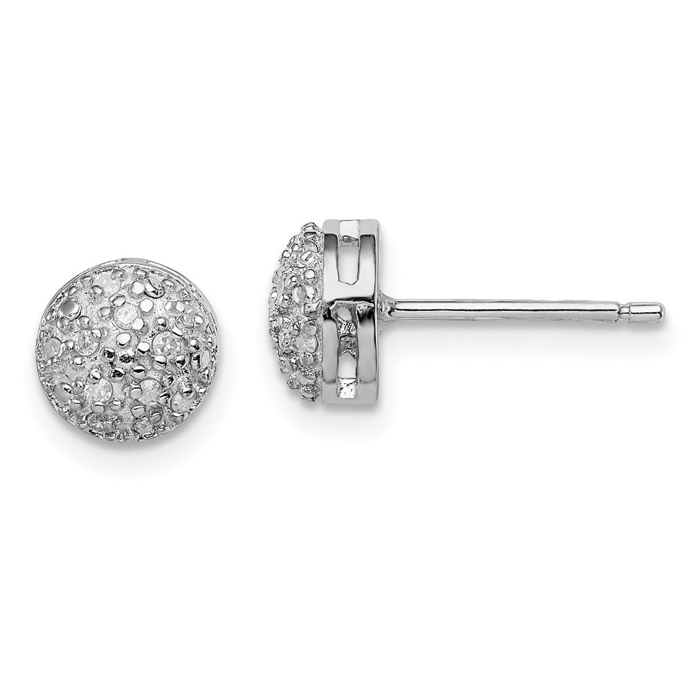 Polished;Open back;Post;Diamond;Textured;Rhodium-plated