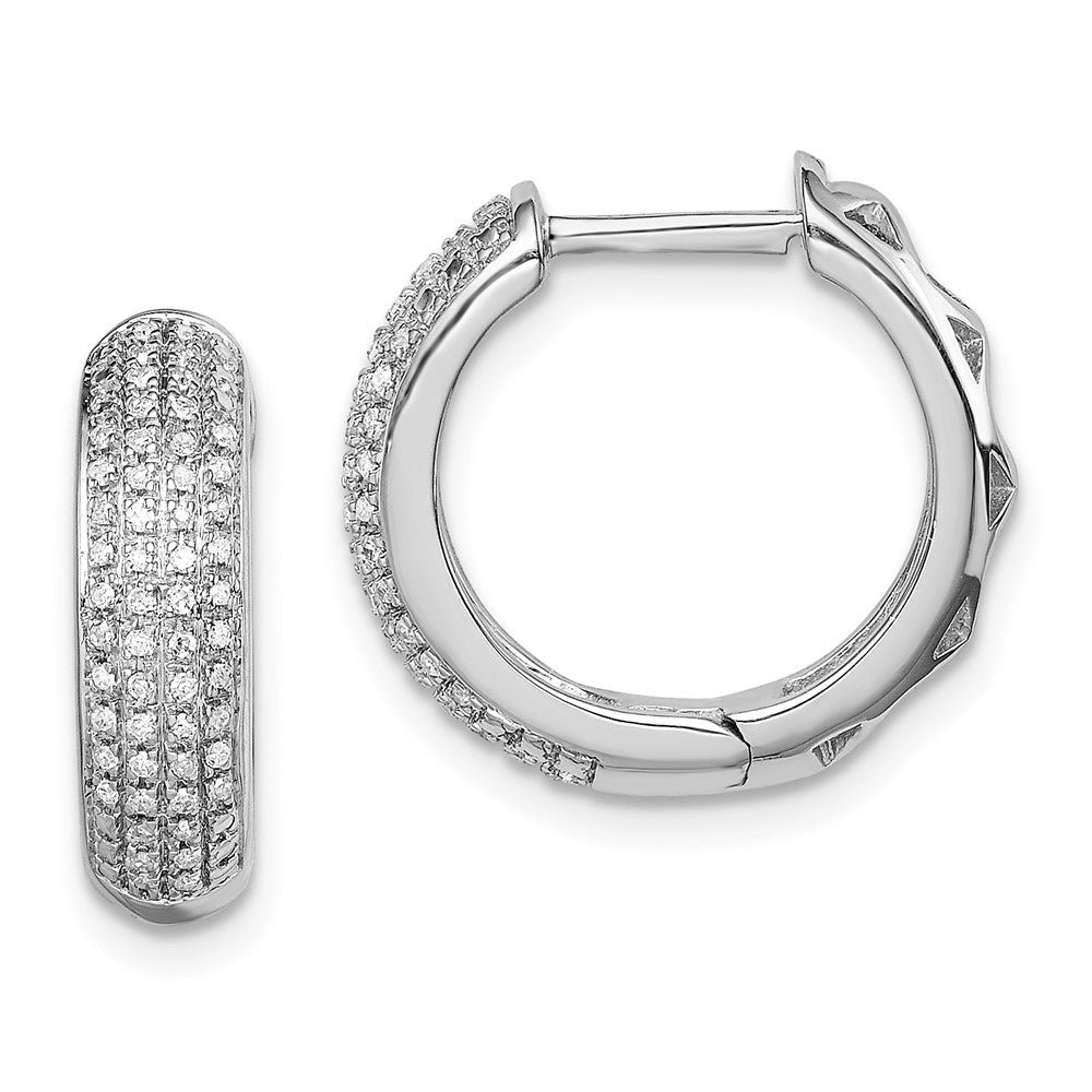 Open back;Sterling silver;Diamond;Rhodium-plated;Hinged hoop