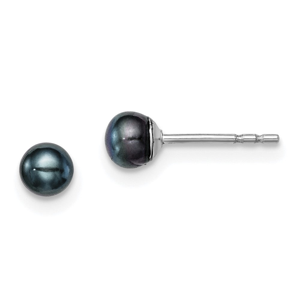 Post;Sterling silver;Freshwater cultured pearl;Black