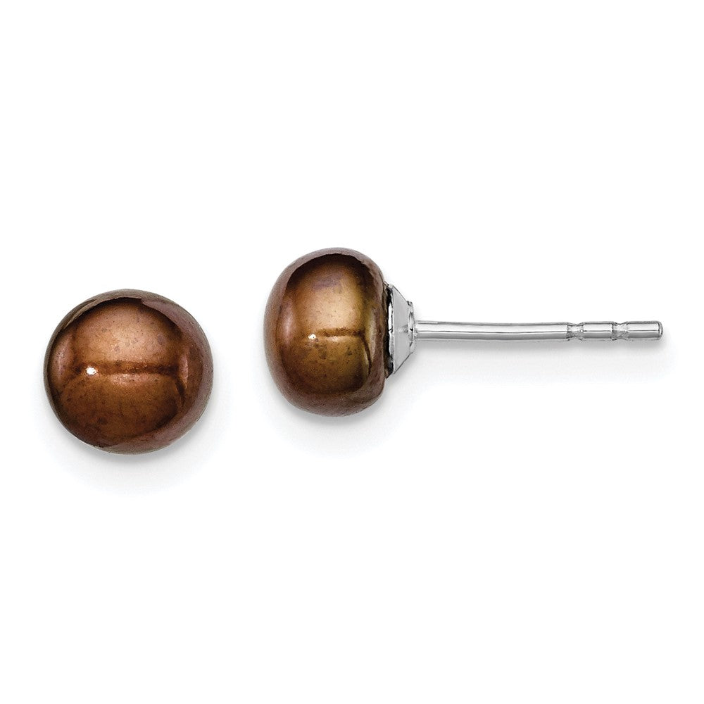 Polished;Post;Sterling silver;Freshwater cultured pearl