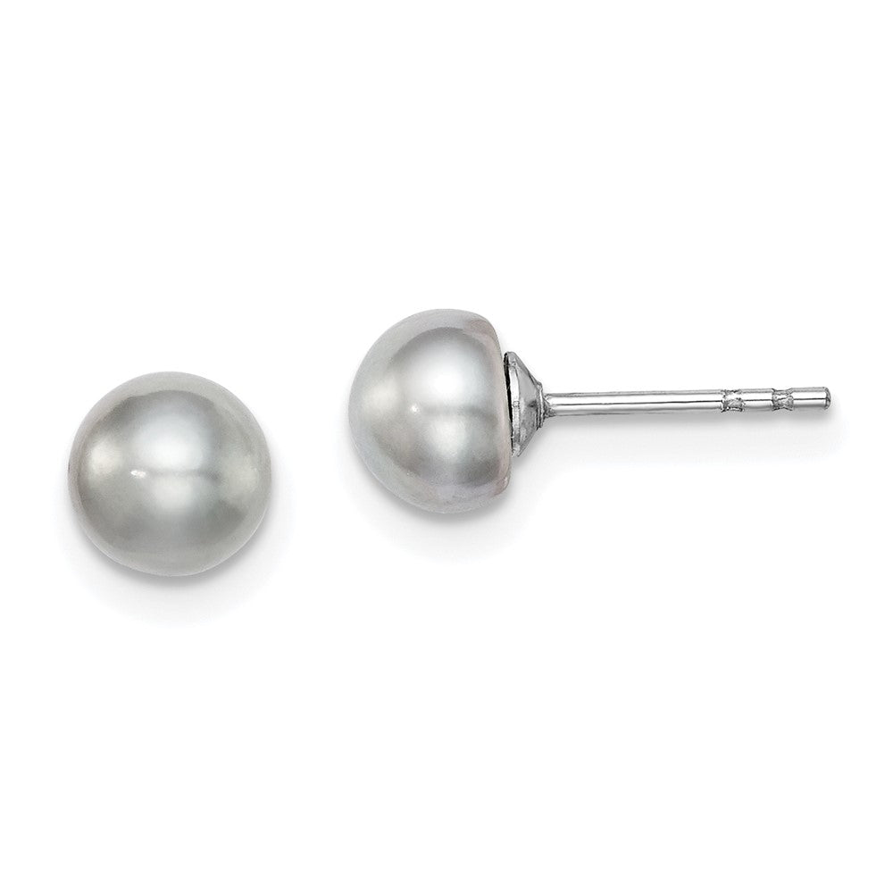 Polished;Post;Sterling silver;Freshwater cultured pearl