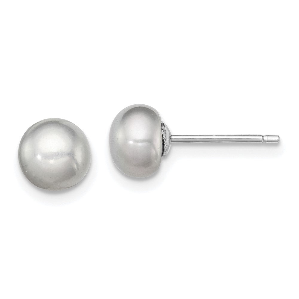 Polished;Post;Sterling silver;Freshwater cultured pearl