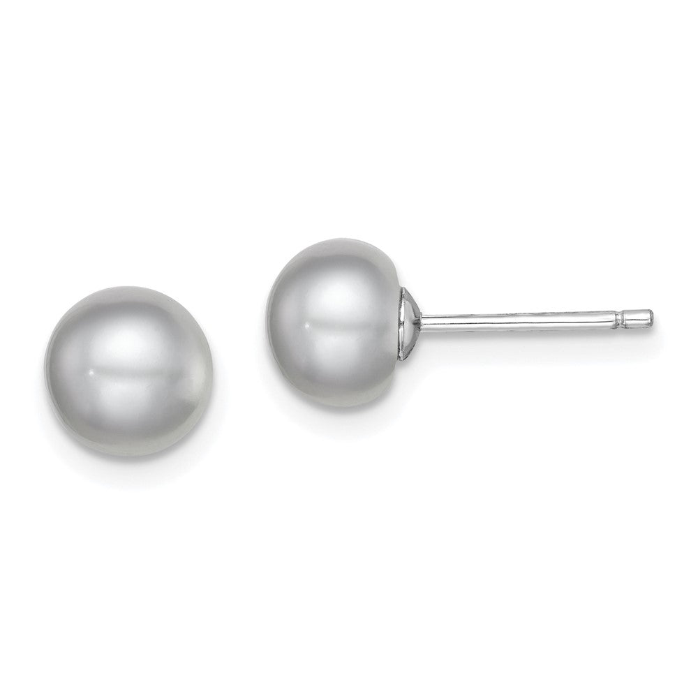 Polished;Post;Sterling silver;Freshwater cultured pearl