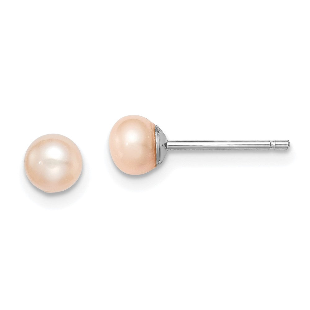Polished;Post;Sterling silver;Freshwater cultured pearl