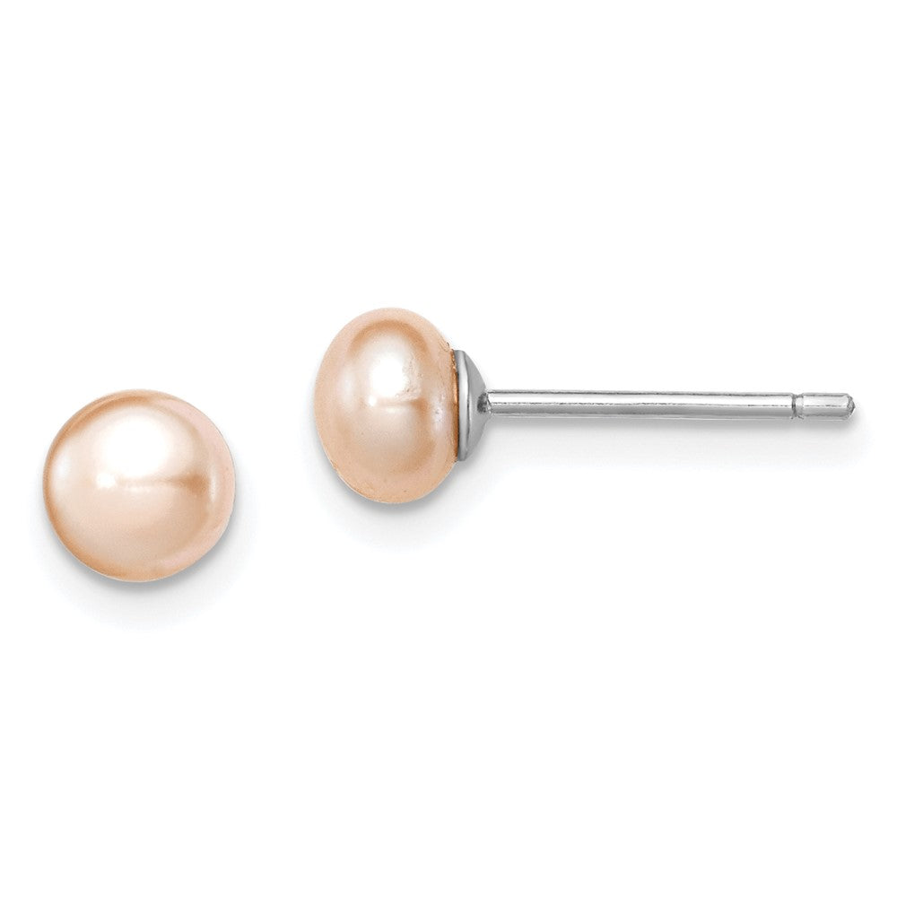 Polished;Post;Sterling silver;Freshwater cultured pearl