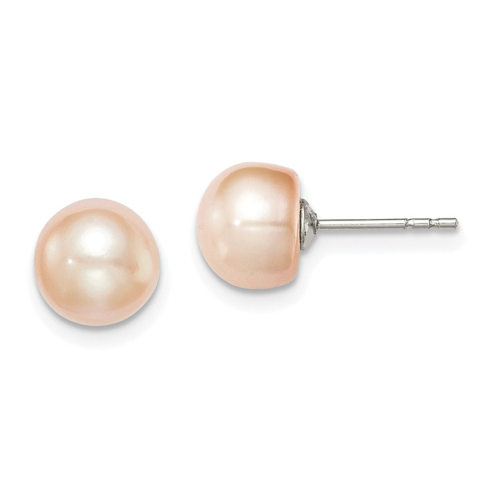 Polished;Post;Sterling silver;Freshwater cultured pearl