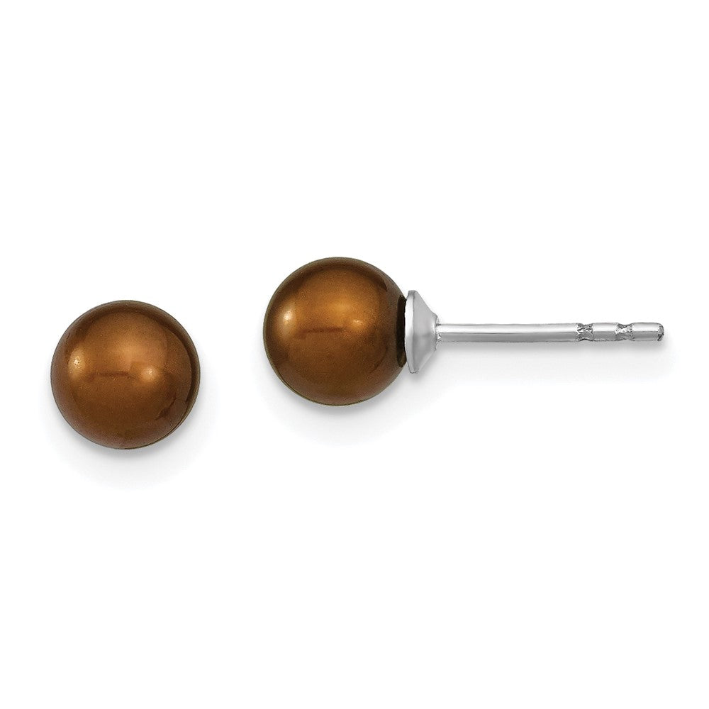 Polished;Post;Sterling silver;Freshwater cultured pearl