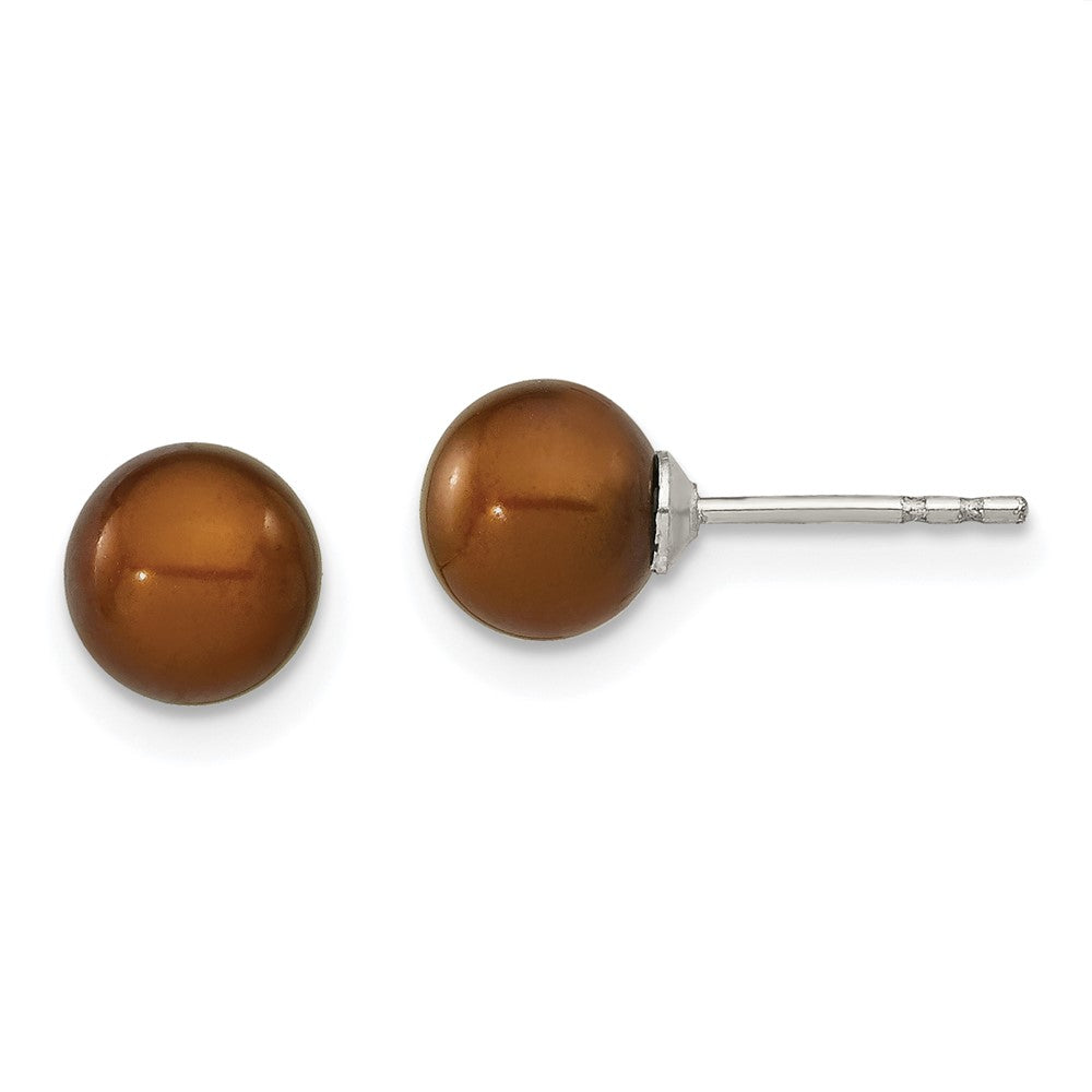 Polished;Post;Sterling silver;Freshwater cultured pearl