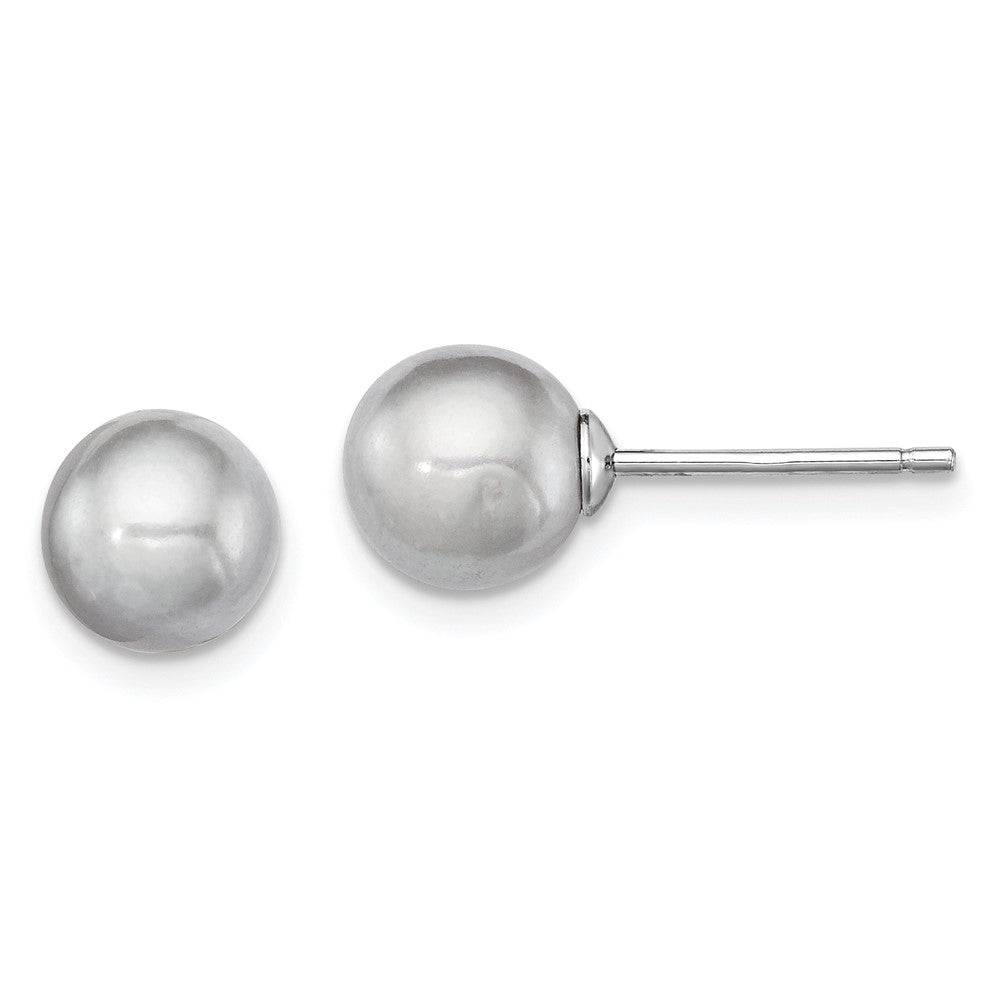 Polished;Post;Sterling silver;Freshwater cultured pearl