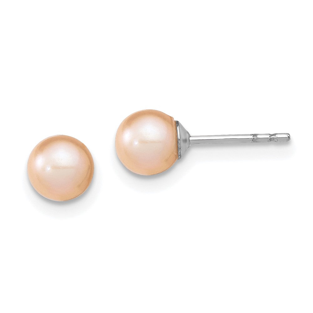 Polished;Post;Sterling silver;Freshwater cultured pearl