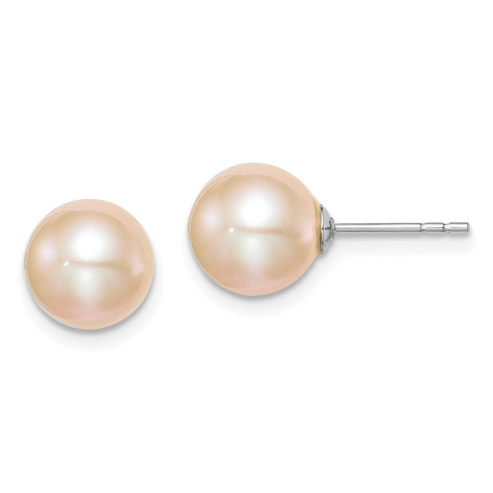 Polished;Post;Sterling silver;Freshwater cultured pearl