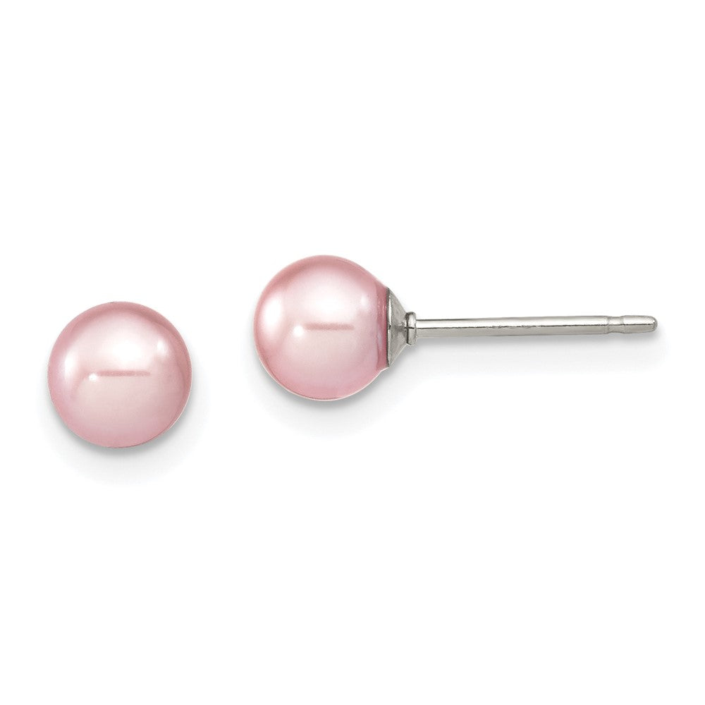 Polished;Post;Sterling silver;Freshwater cultured pearl