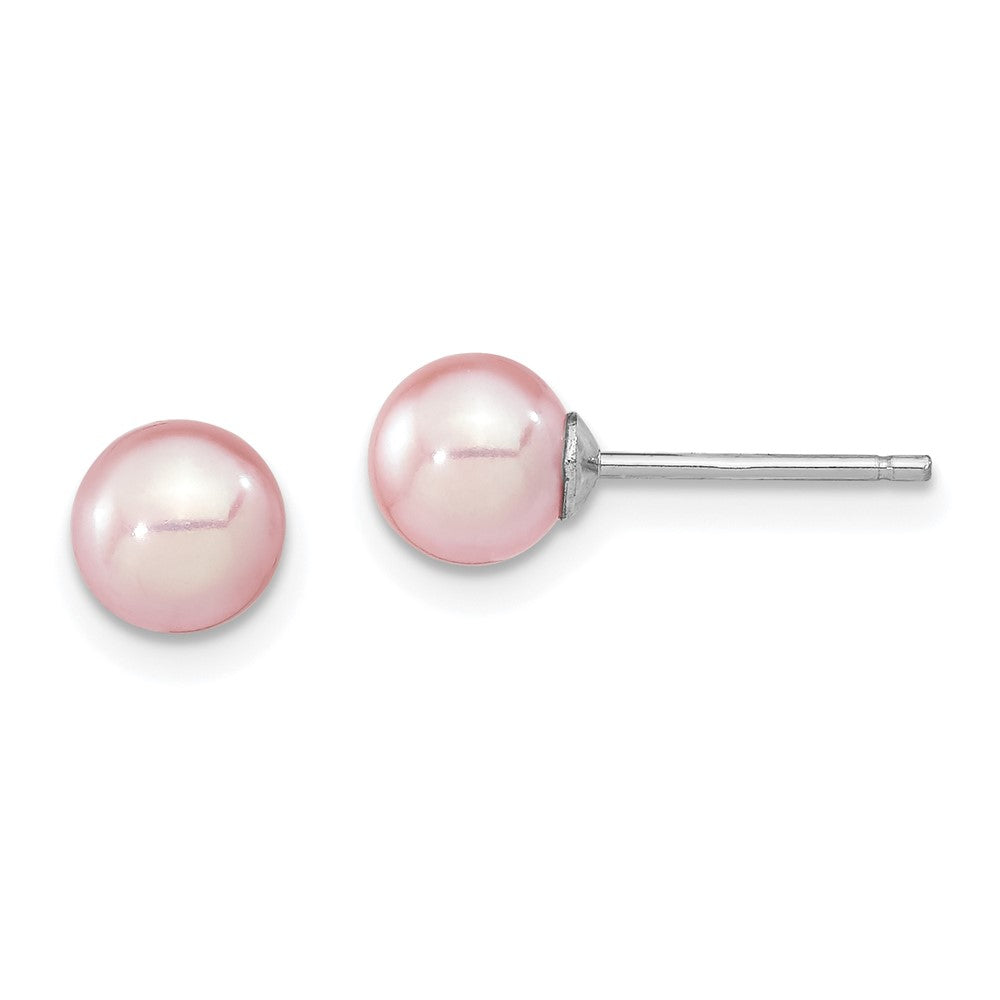 Polished;Post;Sterling silver;Freshwater cultured pearl