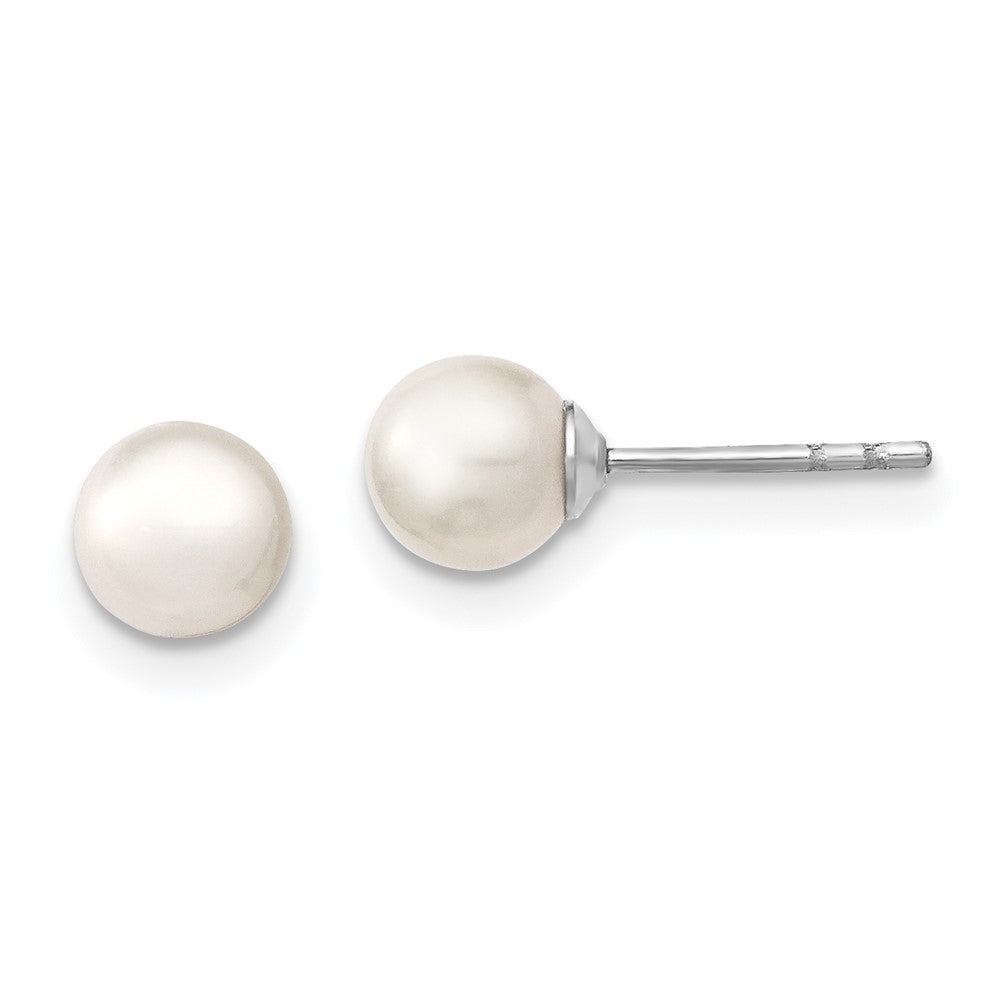 Polished;Post;Sterling silver;Freshwater cultured pearl