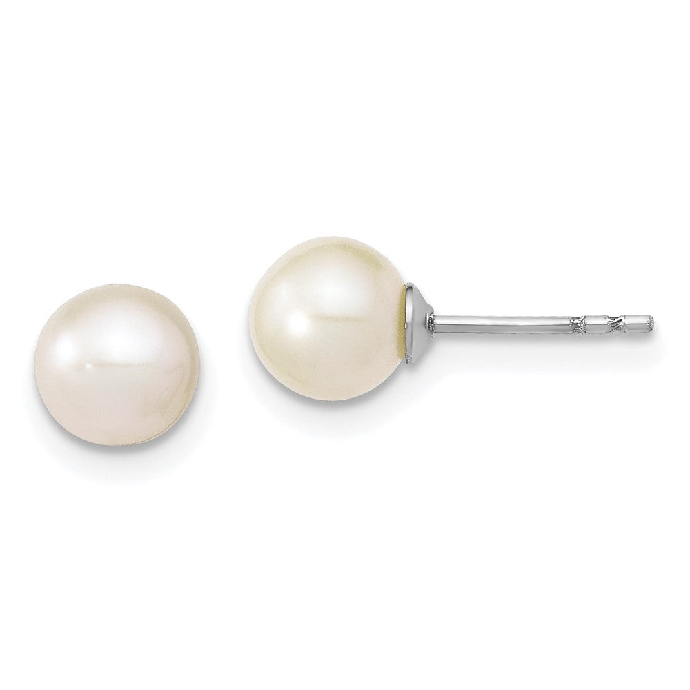 Polished;Post;Sterling silver;Freshwater cultured pearl