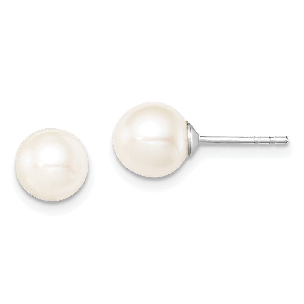 Polished;Post;Sterling silver;Freshwater cultured pearl