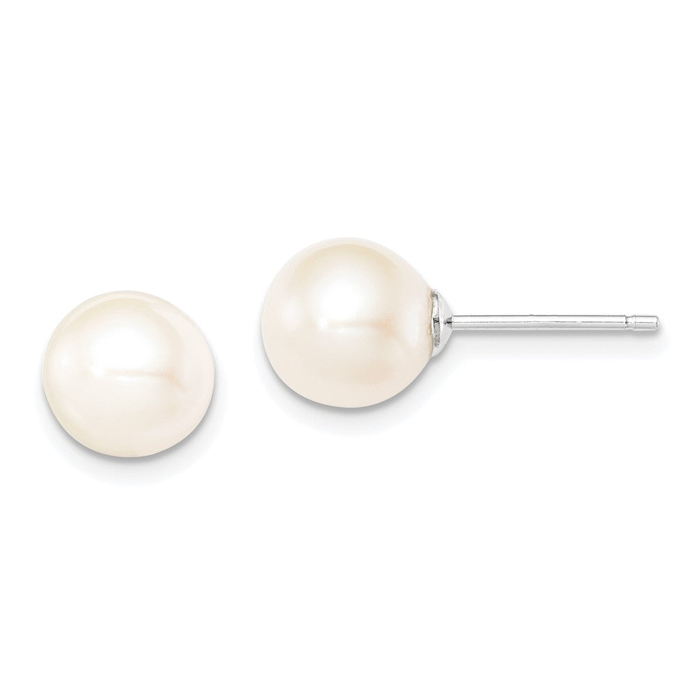 Polished;Post;Sterling silver;Freshwater cultured pearl