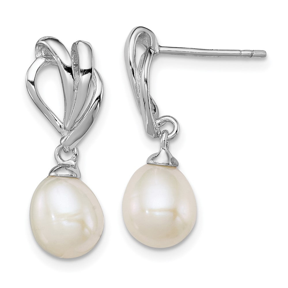 Polished;Post;Sterling silver;Freshwater cultured pearl;Dangle
