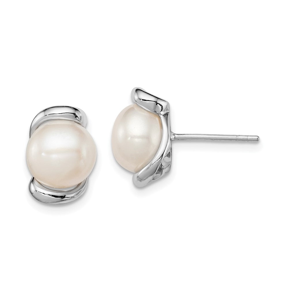 Polished;Post;Sterling silver;Freshwater cultured pearl