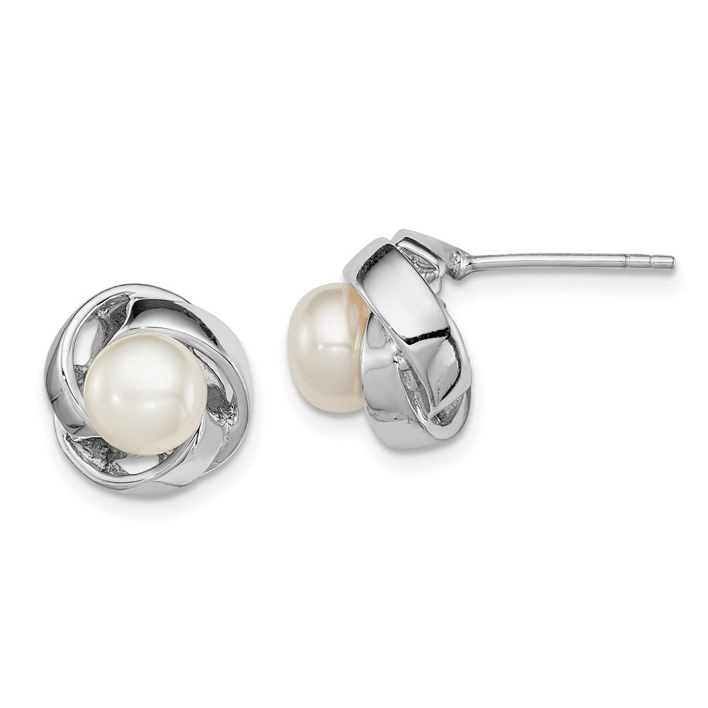 Polished;Post;Sterling silver;Freshwater cultured pearl