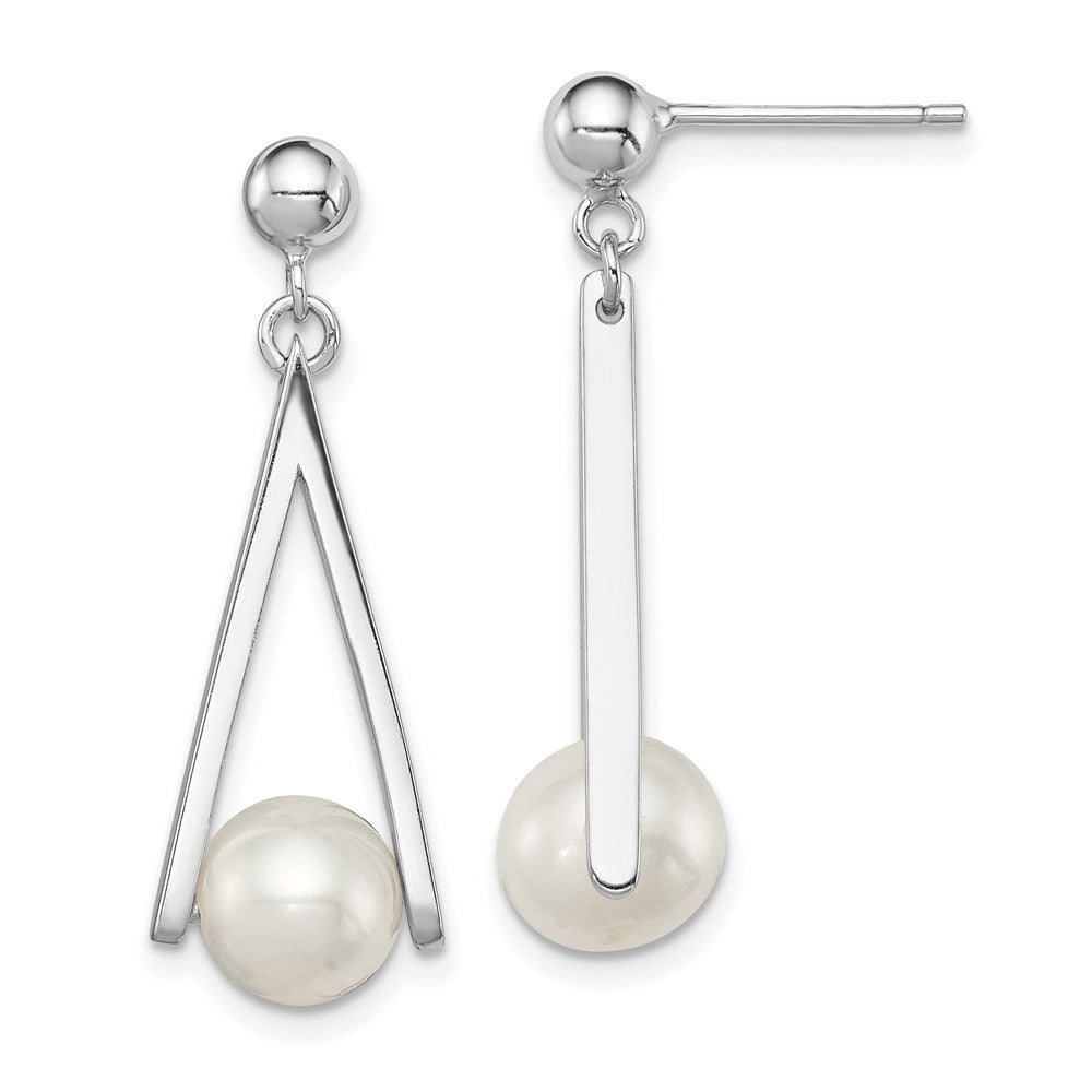 Polished;Post;Sterling silver;Freshwater cultured pearl