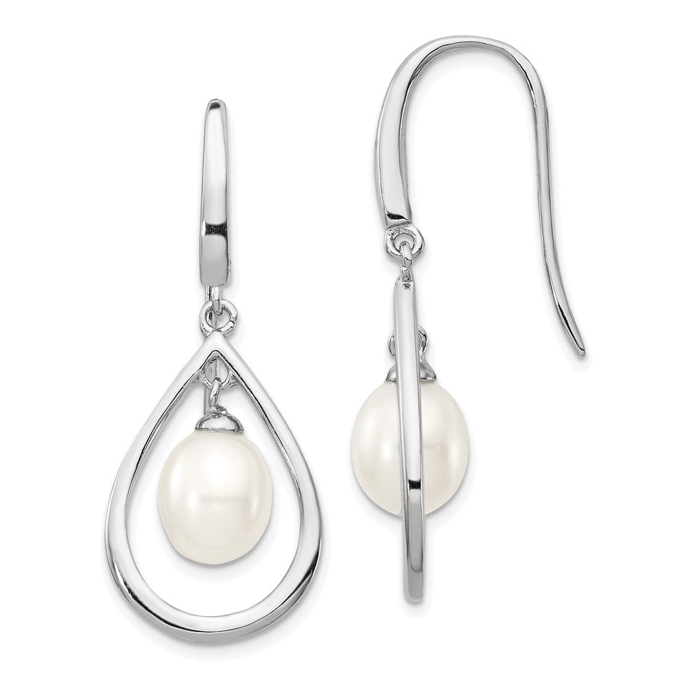 Polished;Sterling silver;Freshwater cultured pearl;Shepherd hook