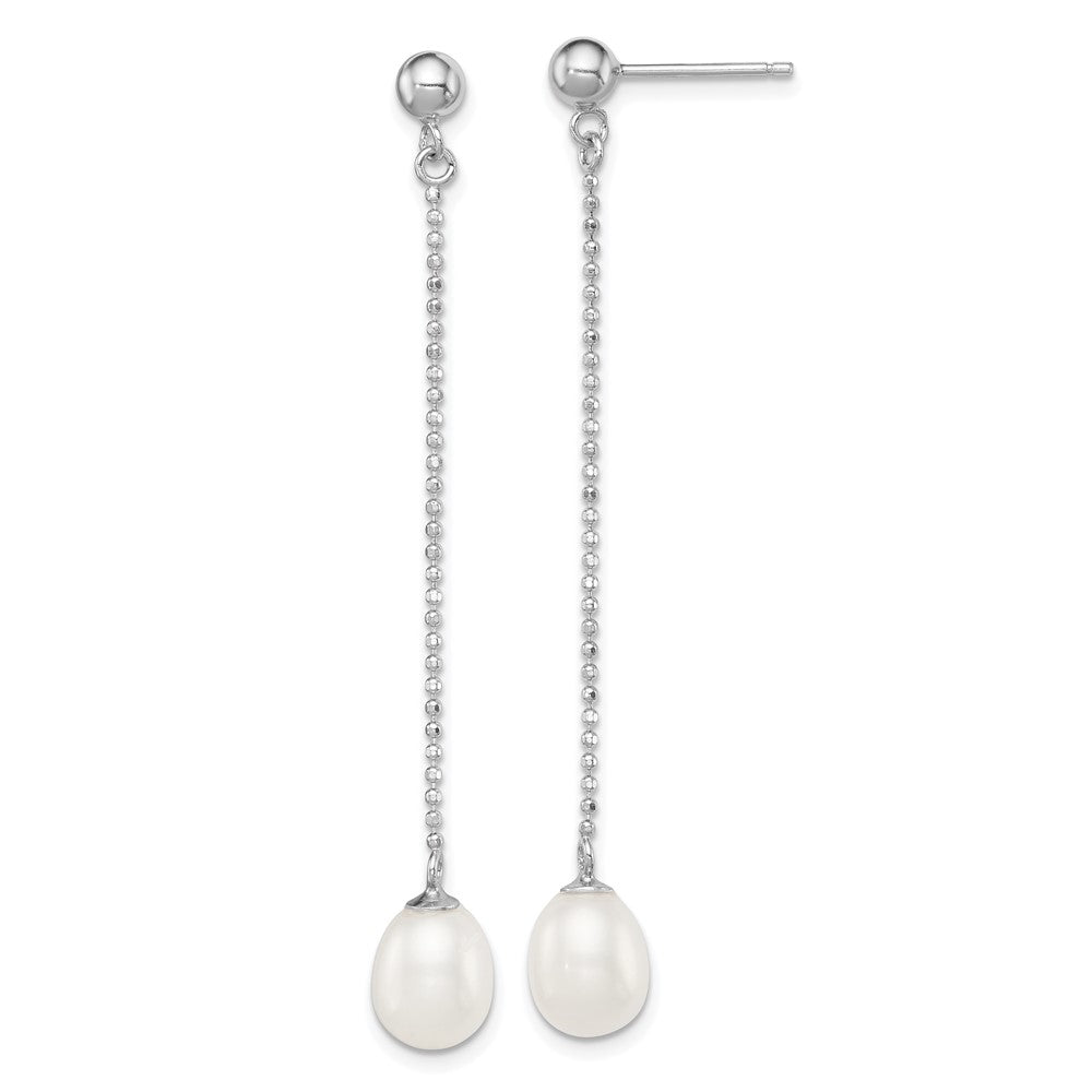 Polished;Sterling silver;Freshwater cultured pearl;Dangle