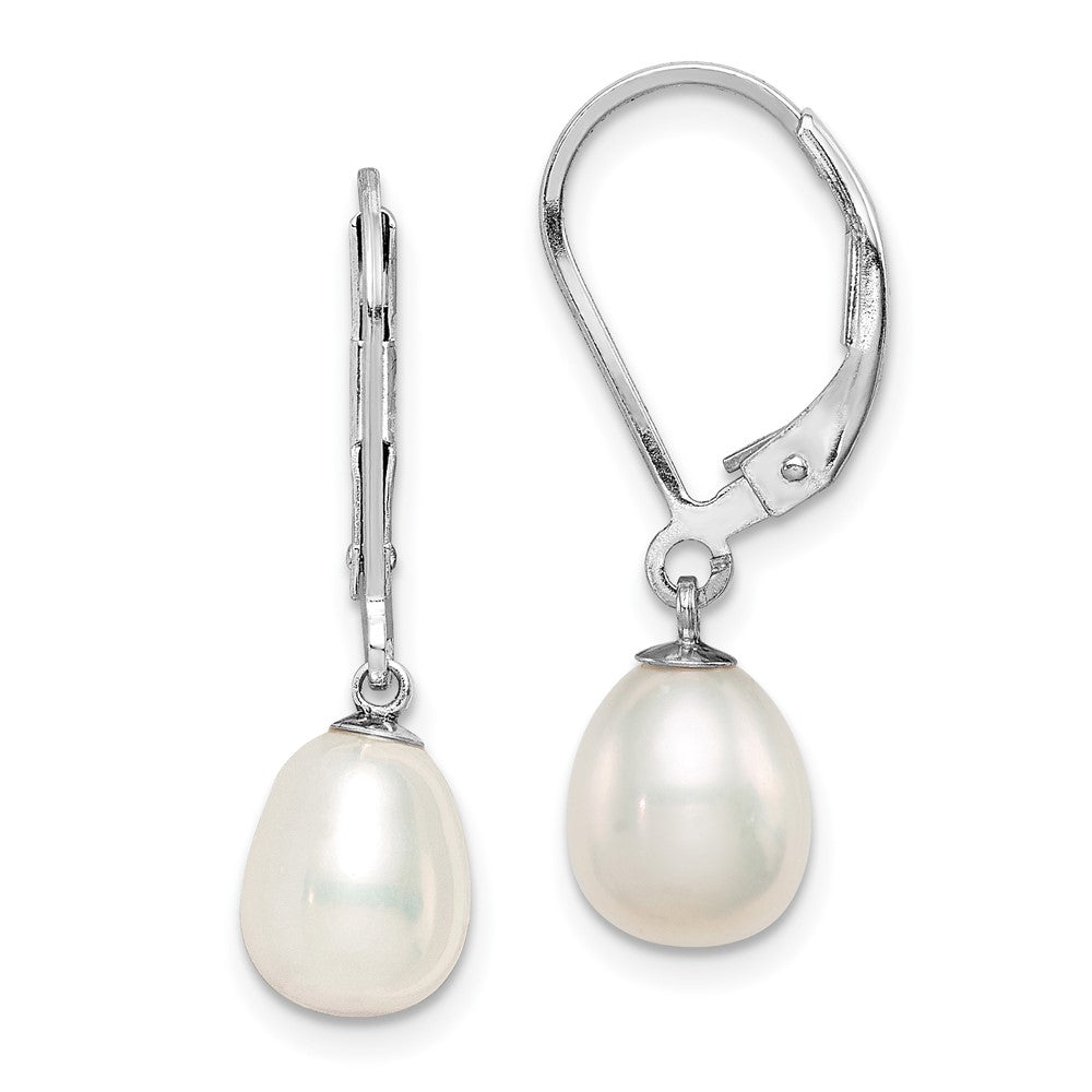 Leverback;Sterling silver;Freshwater cultured pearl
