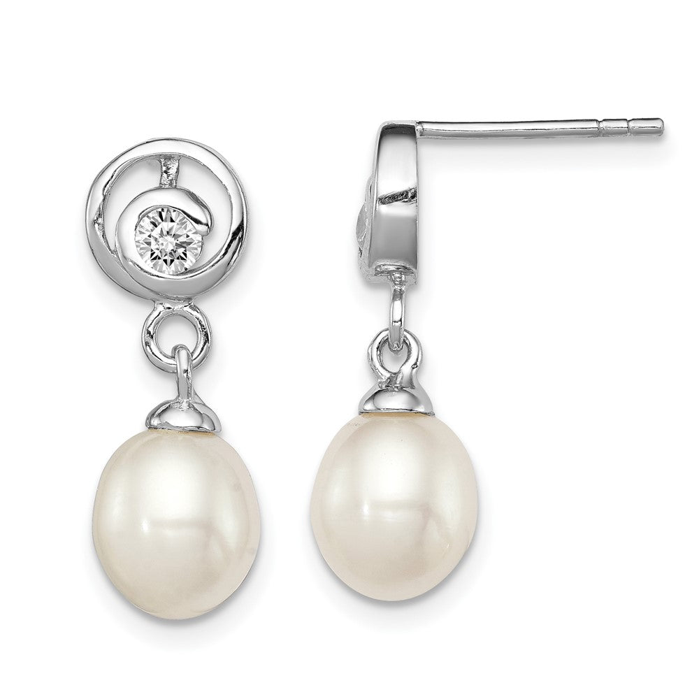 Post;Freshwater cultured pearl;CZ;Dangle