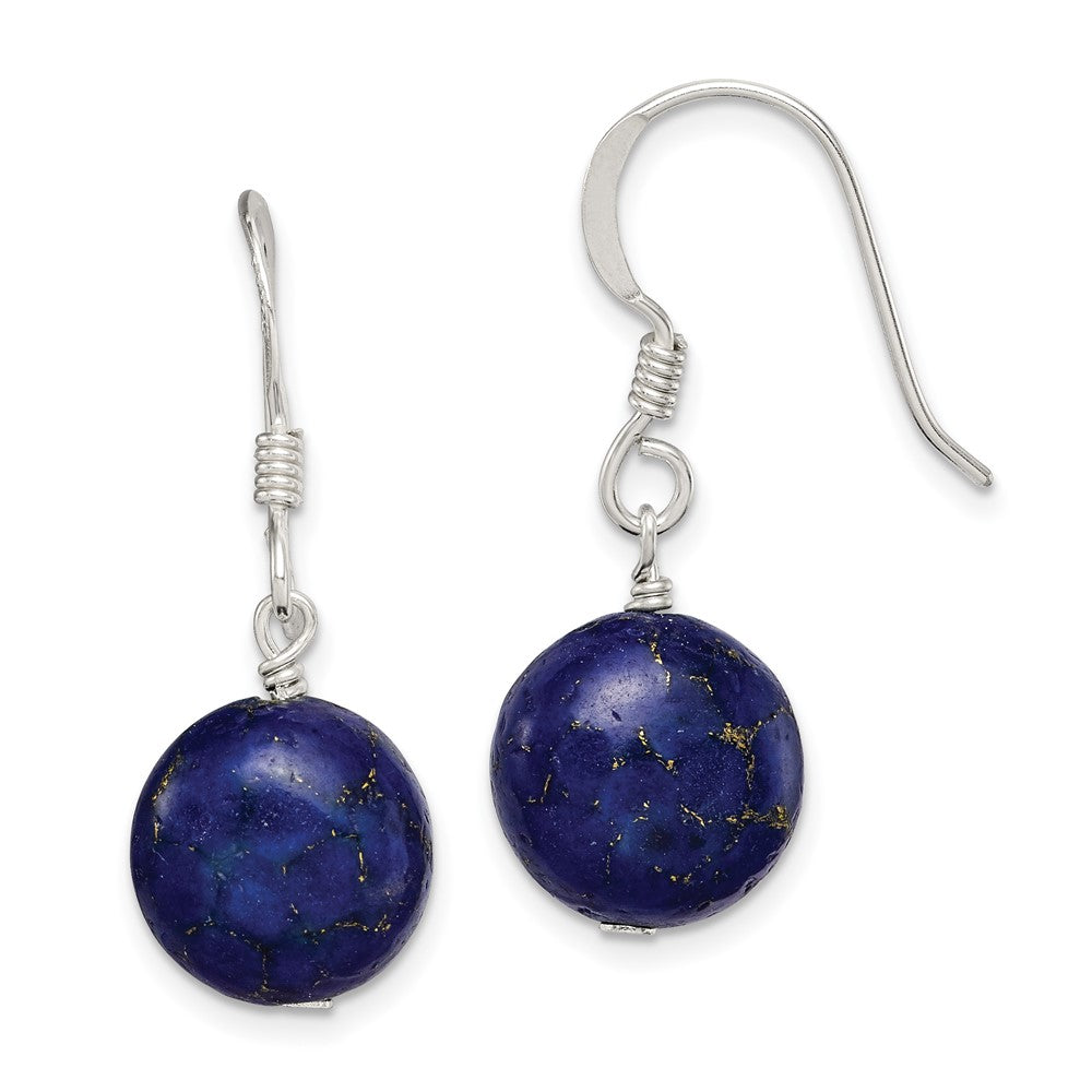 Polished;Sterling silver;Lapis;Shepherd hook;Reconstructed stone;Gold
