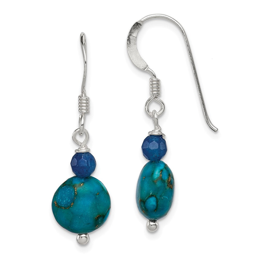 Polished;Sterling silver;Lapis;Agate;Shepherd hook;Reconstructed stone;Gold